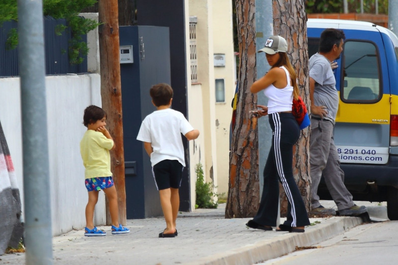 *EXCLUSIVE* Lionel Messi's wife Antonella Roccuzzo spend time with her kids in Barcelona