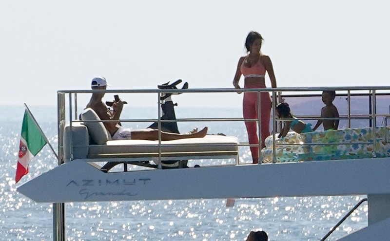*EXCLUSIVE* Portuguese footballer Cristiano Ronaldo pictured relaxing with his girlfriend Model Georgina Rodriguez and their children on board his luxury $7 million dollar yacht.
