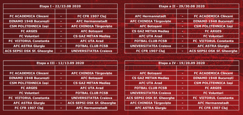 Programul sezonului 2020 - 2021 al Ligii 1 / Foto: LPF