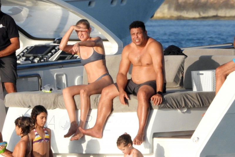 *EXCLUSIVE* Ronaldo and his girlfriend Celina Locks enjoy a day at sea aboard a yacht in Formentera