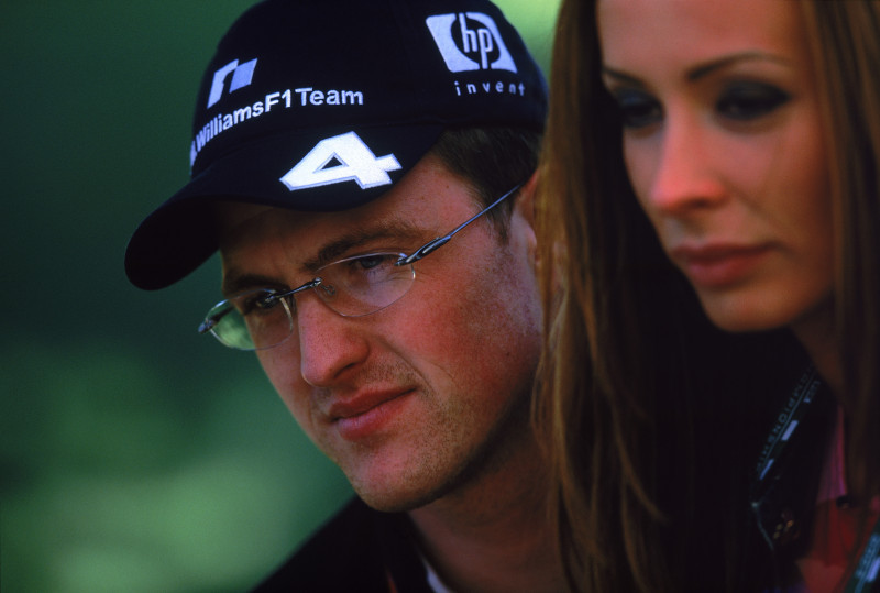 Ralf Schumacher of Germany and the BMW Williams Team relaxes with his Wife Cora
