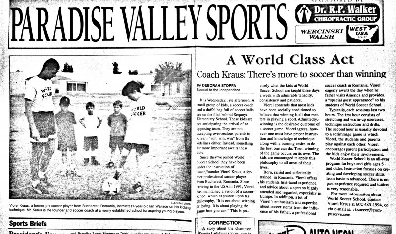 2000 Paradise Valley Independent talks about the World Soccer School project