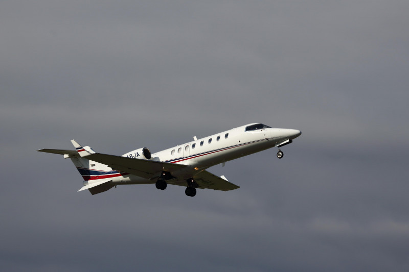 Bombardier Learjet 45XR M-ABJA Ryanair departing from Luton Airport, UK