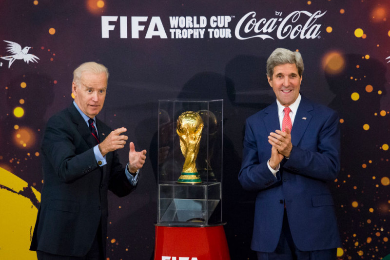 Biden And Kerry Deliver Remarks At FIFA World Cup Trophy Tour Ceremony