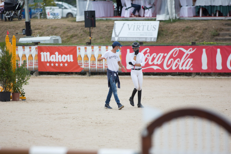 Luis Enrique and his wife, Elena Cullell, support their daughter Sira in a horse competition