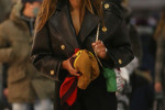 *EXCLUSIVE* Model Madalina Ghenea with her new Moschino bag in Milan.