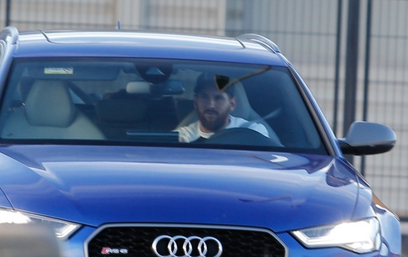*EXCLUSIVE* The Barcelona FC Argentinian striker Lionel Messi driving his car to start training for the upcoming Primera League game against Getafe