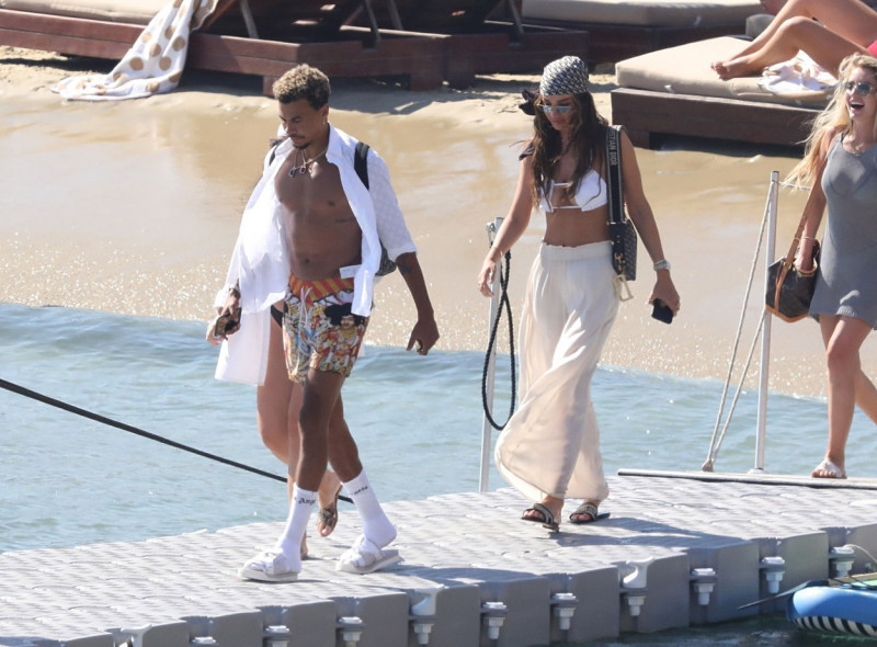 *PREMIUM-EXCLUSIVE* MUST CALL FOR PRICING BEFORE USAGE - Tottenham's England International Footballer Dele Alli and girlfriend Ruby Mae soak up the Greek sunshine and head out to sea on a luxury yacht with Kyle Walker Peters on holiday in Mykonos.*PICTUR