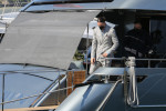 Zlatan Ibrahimović gets off his yacht to go to the Ariston Theater