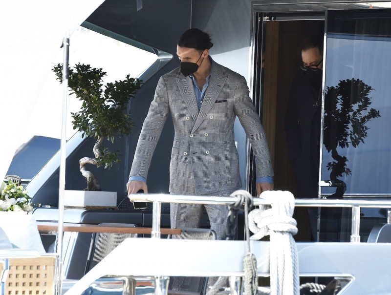 Maverick Swedish Superstar and AC Milan's footballer Zlatan Ibrahimovic spotted en route to a press conference at the Sanremo Casino.