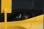 Milan AC soccer player Zlatan Ibrahimovic drives his limited production hybrid sport car Ferrari