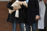Iker Casillas and Sara Carbonero leaving hospital with their newborn baby son Martin, Madrid, Spain - 08 Jan 2014
