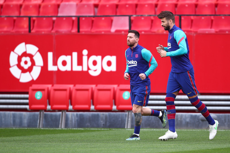 Gerard Pique și Lionel Messi, la un antrenament al Barcelonei / Foto: Getty Images
