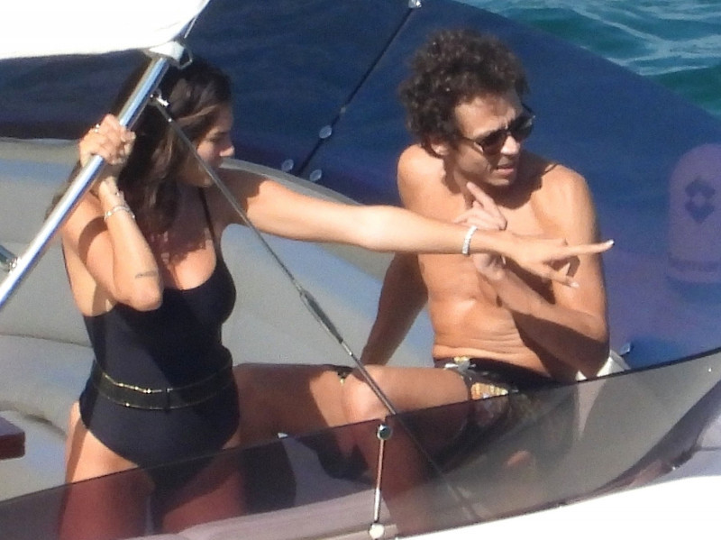 *EXCLUSIVE* ** STRICTLY NOT AVAILABLE FOR ONLINE SUBSCRIPTION DEALS ** Italian motorcycle road racer and multiple MotoGP World Champion Valentino Rossi packs on the PDA with partner Francesca Sofia Novello on holiday in Pesaro.