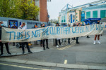 Chelsea fans gather outside the Football Club to protest them joining the planned European Super League., Stamford Bridge, London, UK - 20 Apr 2021