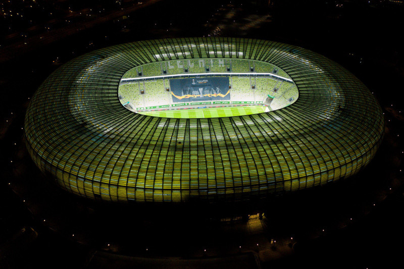 Gdansk, Poland. 30th Nov, 2020. (EDITORS NOTE: image taken with a drone)Energa Stadium seen before the match of PKO Ekstraklasa between Lechia Gdansk and Lech Poznan in Gdansk. Gdansk will be a host of UEFA Europa League final in 2021. Credit: SOPA Images