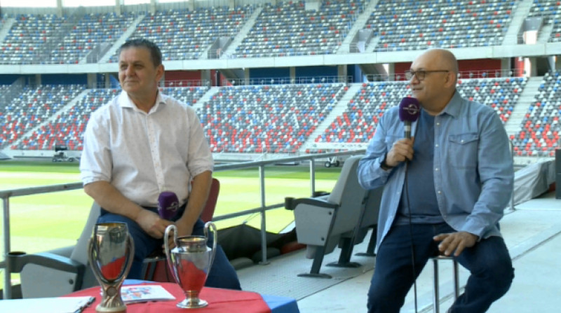 Marius Lăcătuș și Gabi Balint, la stadionul Steaua / Foto: Captură Digi Sport