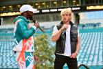 Floyd Mayweather and Logan Paul Attend a Press Conference at the Hard Rock Stadium