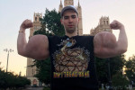Russian 'Popeye' with bulging biceps from synthol injections is defeated after only three minutes in MMA contest