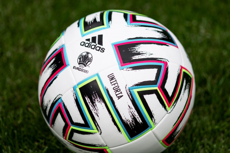 Close up of Adidas Uniforia, official match ball of UEFA European Championship 2020