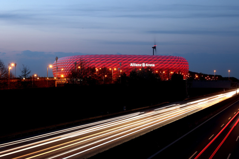 Allianz Arena Munich Seen During The Blue Hour