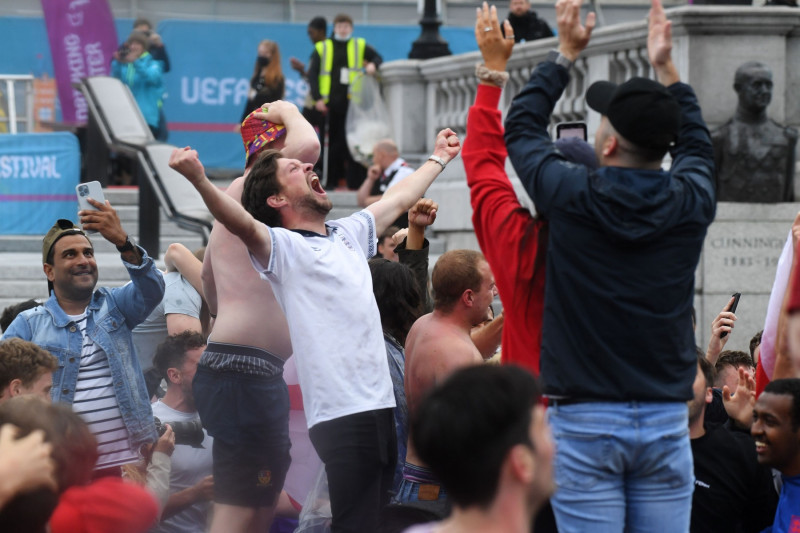 Fans watch England v Germany, EURO 2020 Trafalgar Square Fan Zone, London, UK - 29 Jun 2021