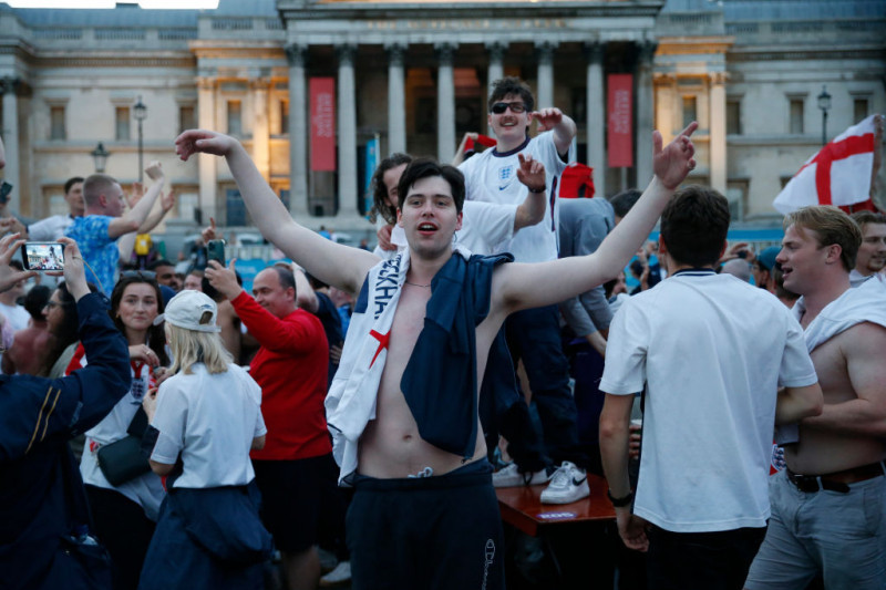 Football Fans Support England Against Ukraine In Their Euro 2020 Match