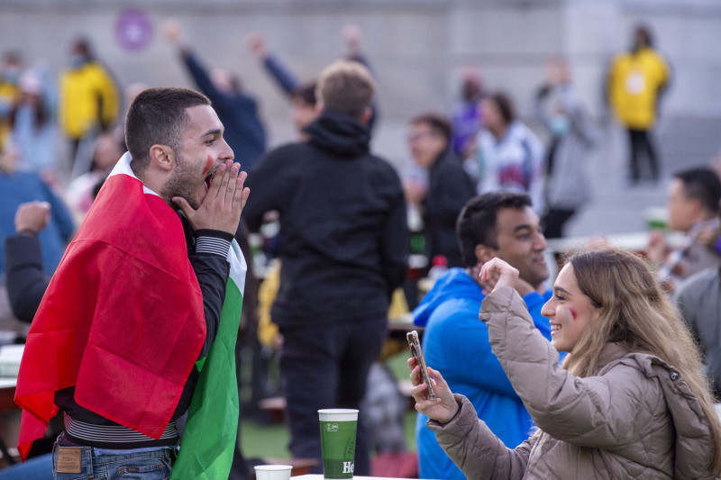 Fans in London watch the UEFA Euro 2020 match between Italy and Spain