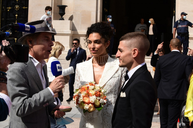 Mariage de Marco Verratti et Jessica Aďdi ŕ mairie de Neuilly-sur-Seine