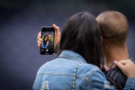 London, UK. 12th May, 2019. Lucas Moura of Spurs takes a selfie with his wife Larissa Saad during the final Premier League match of the season between Tottenham Hotspur and Everton at Tottenham Hotspur Stadium, White Hart Lane, London, England on 12 May 2