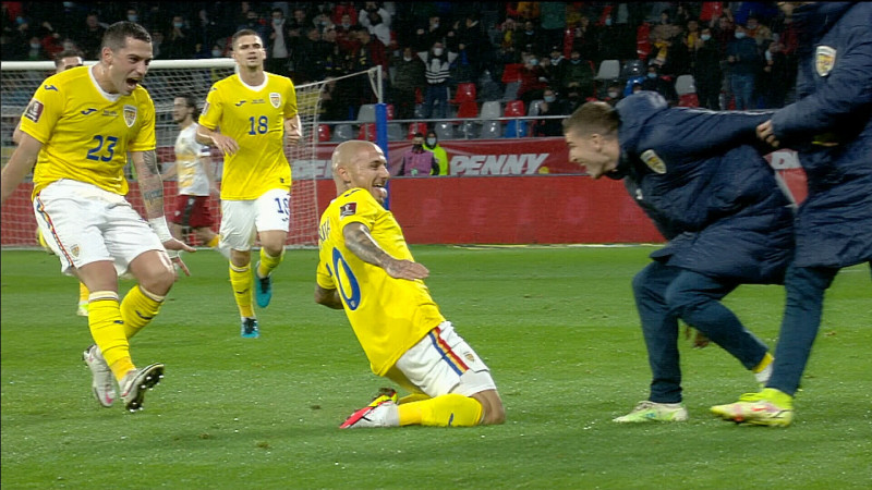 Alex Mitriță, după golul marcat în România - Armenia / Foto: Captură ProTV