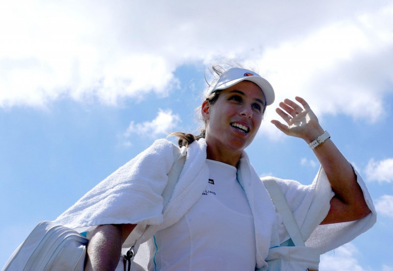 Great Britain's Johanna Konta after winning her semi-final singles match against Serbia's Nina Stojanovic on day eight of the Viking Open at Nottingham Tennis Centre. Picture date: Saturday June 12, 2021.