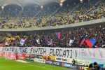 Mesajul afișat de suporterii FCSB-ului, la derby-ul cu Rapid / Foto: Digi Sport