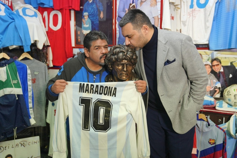 *EXCLUSIVE* The first Diego Maradona Museum is opened by Antonio Luise and Hugo Maradona in Naples