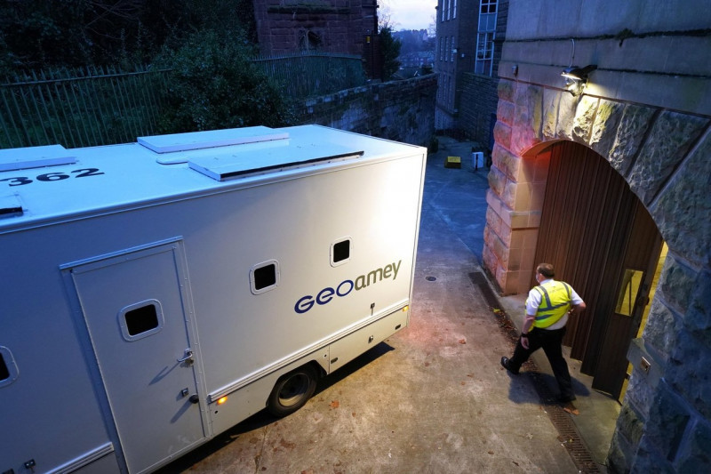 A prison van arrives at Chester Crown Court, in Chester, where Manchester City defender Benjamin Mendy is charged with six counts of rape and one count of sexual touching relating to four different women. Picture date: Wednesday December 22, 2021.