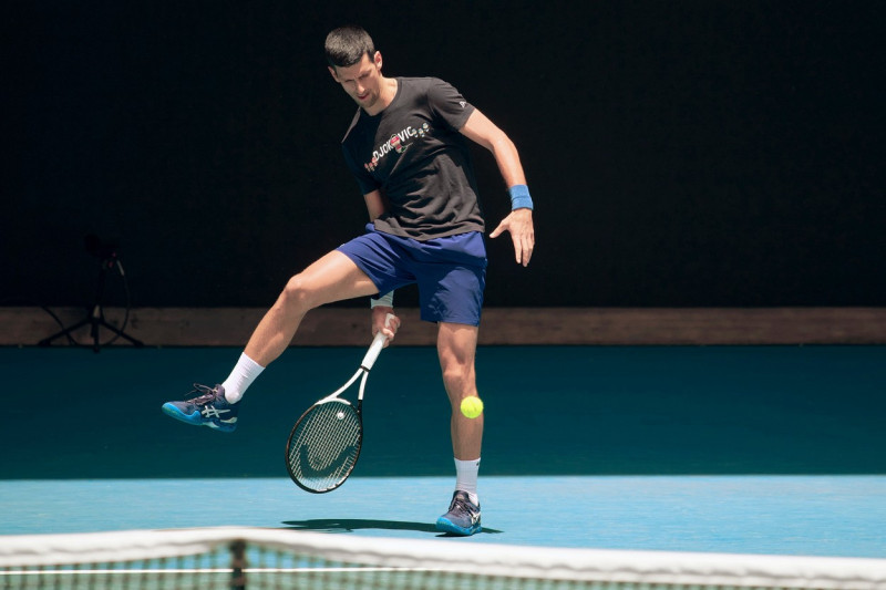 Tennis tournament Australian Open-2022. Serbian tennis player Novak Djokovic during a training session.