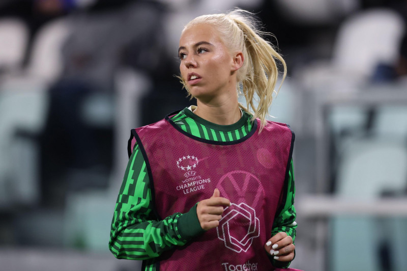 Turin, Italy, 9th November 2021. Sofie Svava of VfL Wolfsburg looks on as she warms up during the UEFA Womens Champions League match at Juventus Stadium, Turin. Picture credit should read: Jonathan Moscrop / Sportimage Credit: Sportimage/Alamy Live News