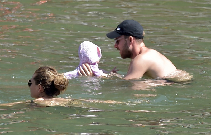 *EXCLUSIVE* Danish footballer Christian Eriksen with his wife Sabrina Kvist Jensen and their children on vacation in Portofino