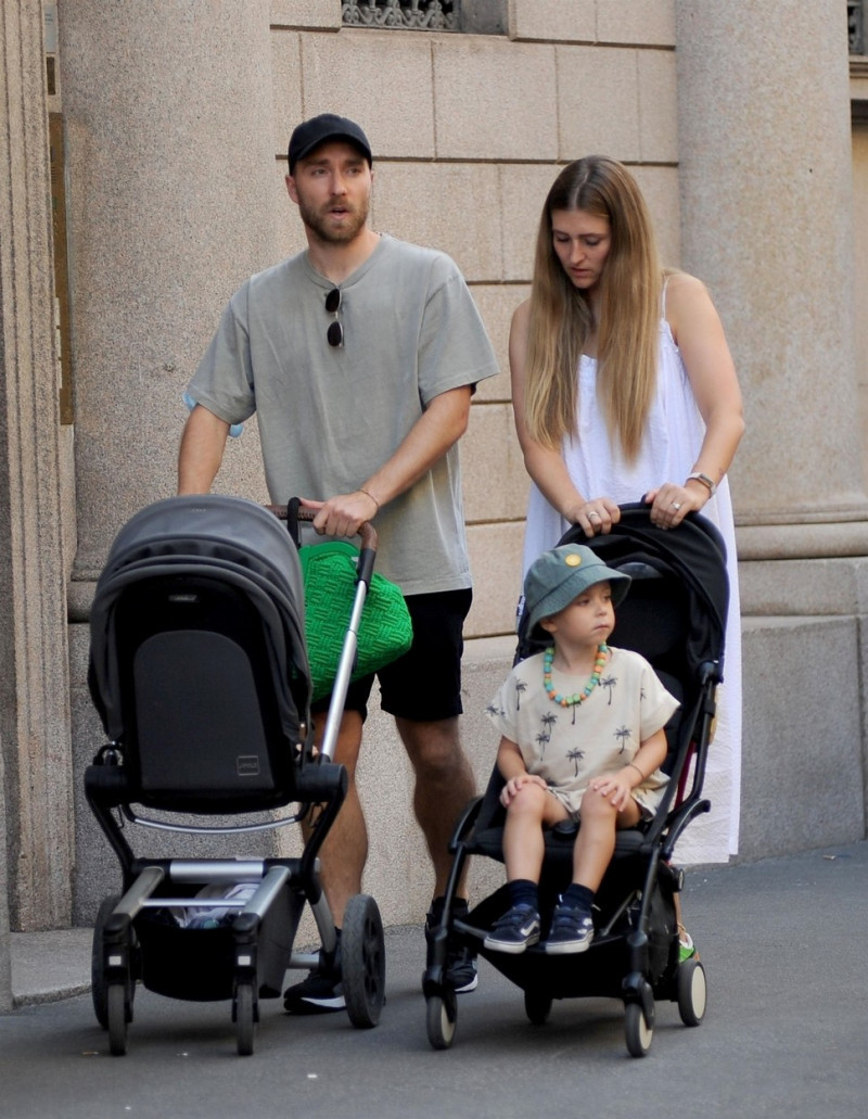 *EXCLUSIVE* Inter Milan's Danish Footballer Christian Eriksen enjoys his family time on his holidays out in Milan.