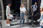 *EXCLUSIVE* Danish footballer Christian Eriksen is seen with his wife Sabrina Kvist Jensen and their children while out enjoying a walk together before going to grab some ice cream as they are seen out in Milan.