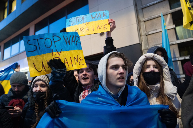 Action Invasion Ukraine, Brussels, Belgium - 24 Feb 2022