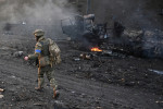 Bloc din Kiev atacat, pe 26 februarie / Foto: Profimedia