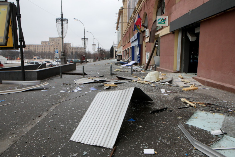 Consequences of shelling in central Kharkiv - 01 Mar 2022