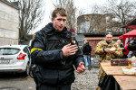 Local showman organizes Defence Centre in Zaporizhzhia, Ukraine - 03 Mar 2022