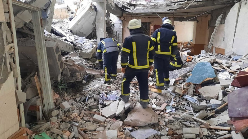 Debris of Residential Buildings Damaged by Shelling Russian