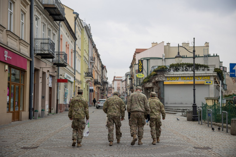 Town centre amid Russia-Ukraine war in Przemy?l, Poland - 7 Mar 2022