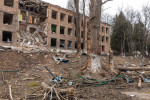 School build destroyed by Russian military attack in Vasylkiv, Ukraine - 7 Mar 2022
