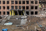 School build destroyed by Russian military attack in Vasylkiv, Ukraine - 7 Mar 2022