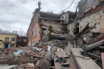 Rescuers Remove Rubble from Bombing in Chernihiv
