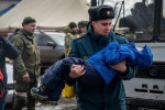 First Mariupol evacuees, Bezimenne, Ukraine - 08 Mar 2022
